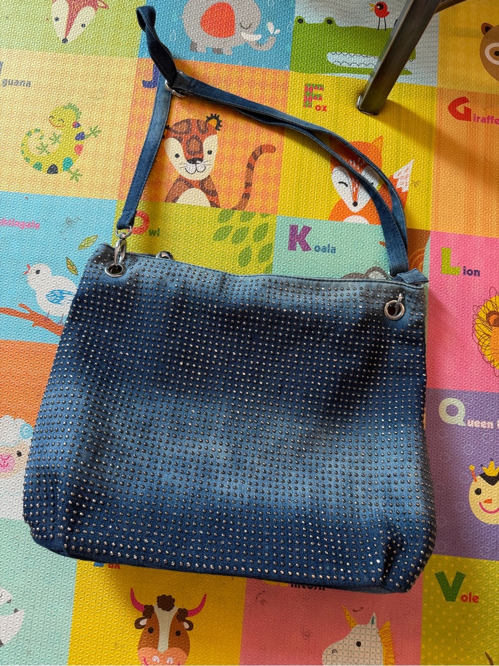 Noelle Blue Studded Shoulder Bag Like new